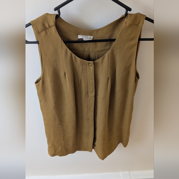 J. Crew Tops - J. Crew mustard colored silk sleeveless blouse size 0